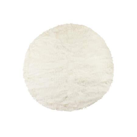 Palacedesigns 6 in. Circular Fur Rug - Diameter Off White PA3086655